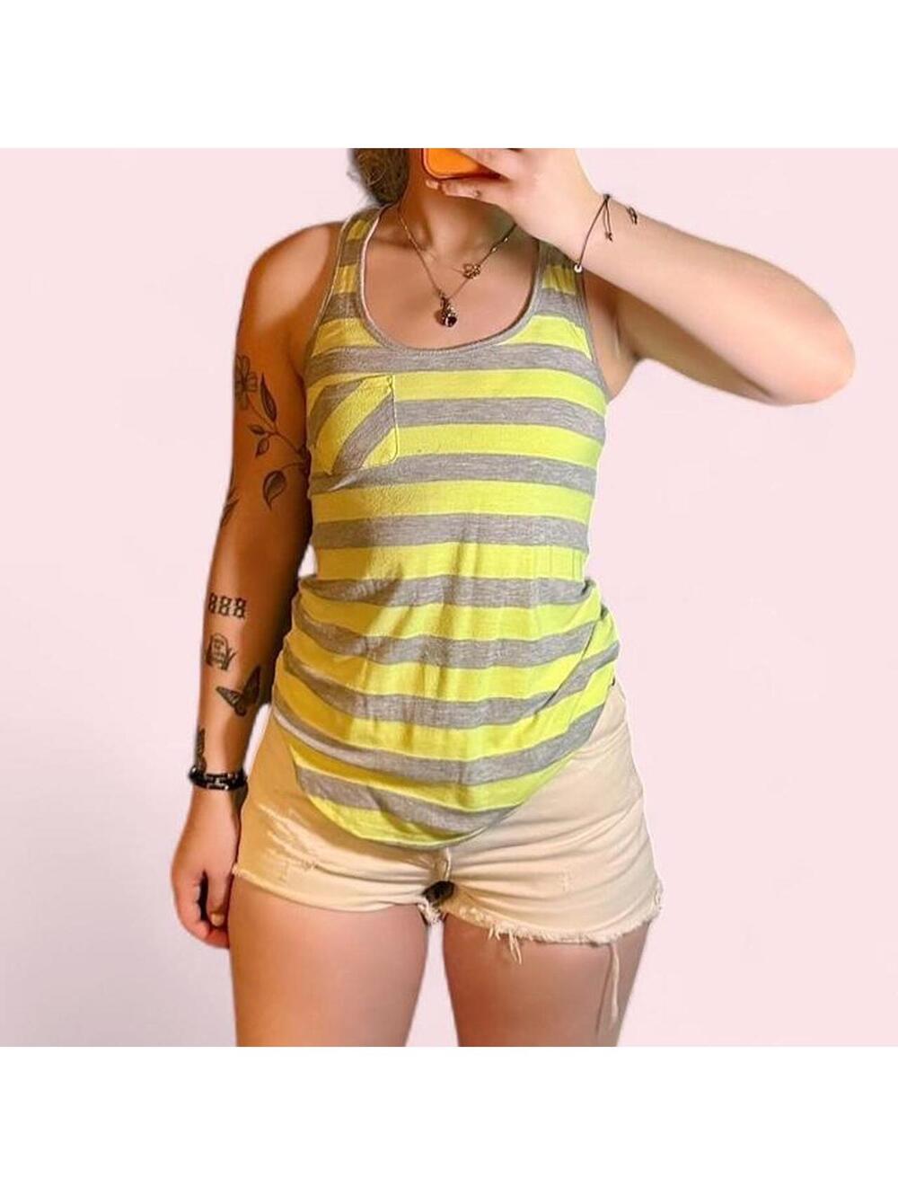 Xhilaration Neon Striped Racerback Tank Top 💚⚡